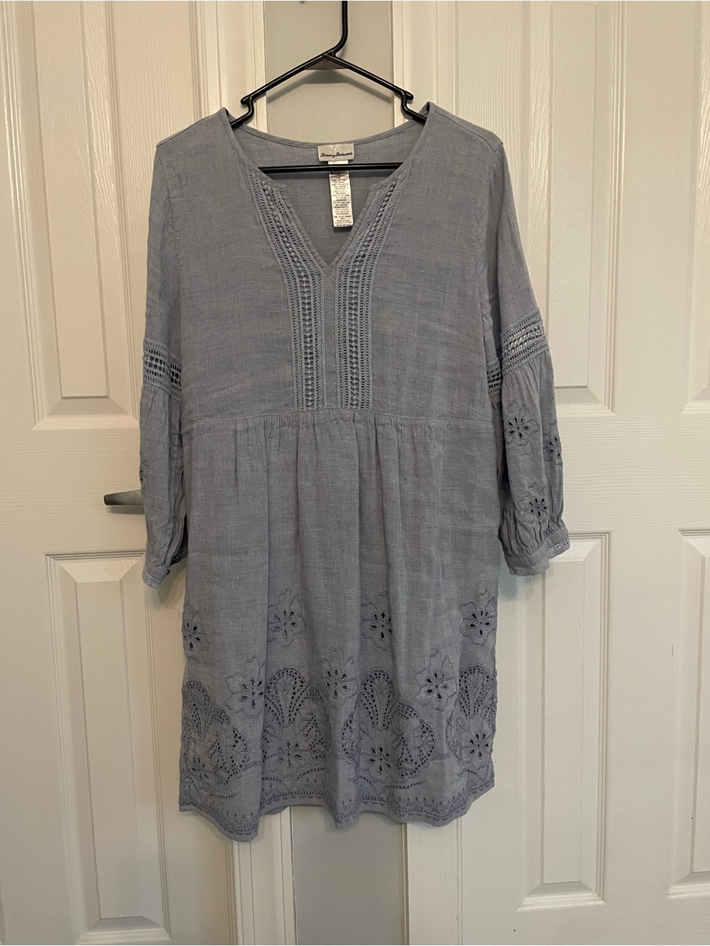 Tommy Bahama St. Lucia Dusty Blue Embroidered V-Neck Tunic